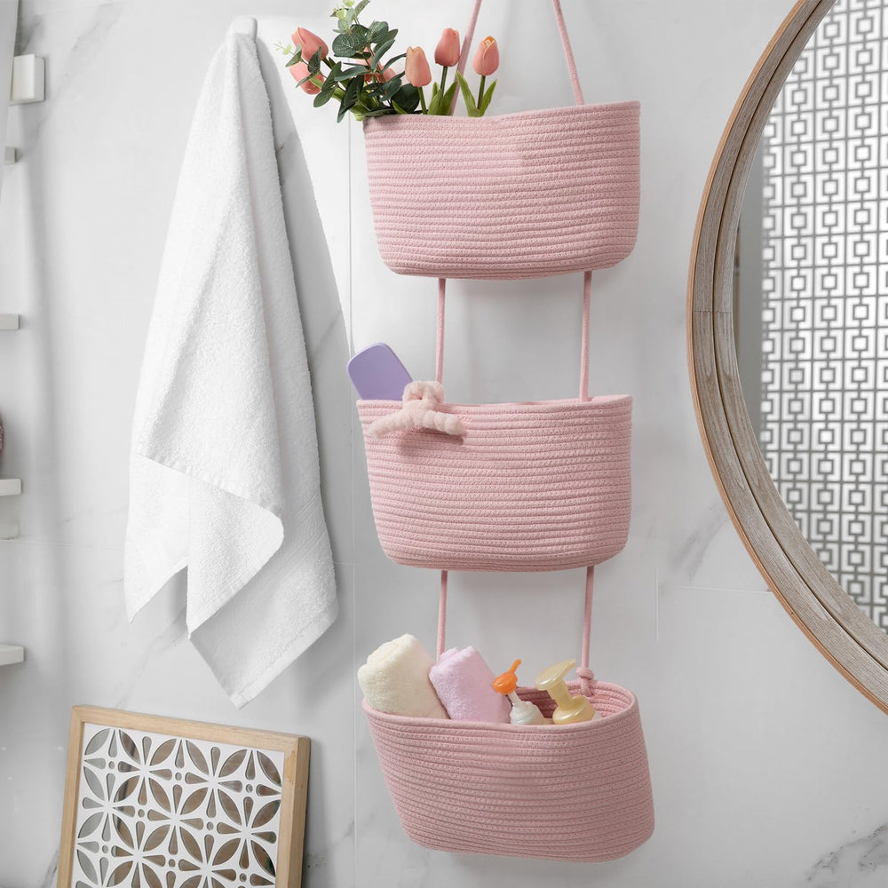 TeoKJ large-capacity hanging baskets hold towels and diapers.