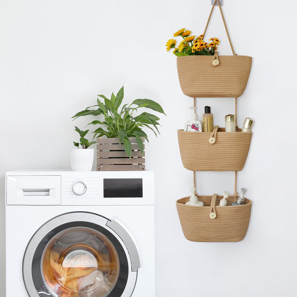 TeoKJ large-capacity baskets hold diapers, towels, and baby gear with ease.