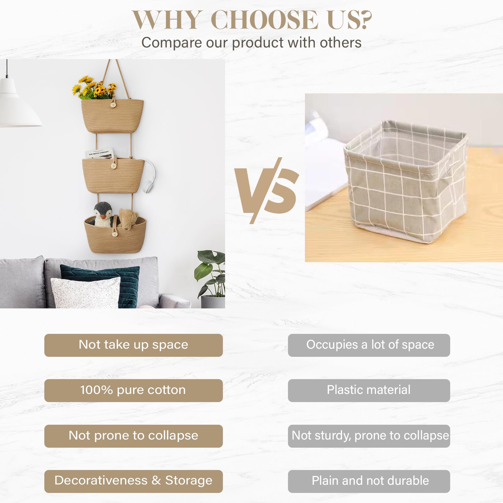 TeoKJ cotton nursery baskets add soft, breathable storage for toys and essentials.
