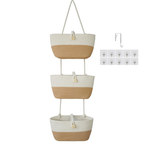 TeoKJ over-the-door baskets demonstrate space-saving storage in a compact setup.