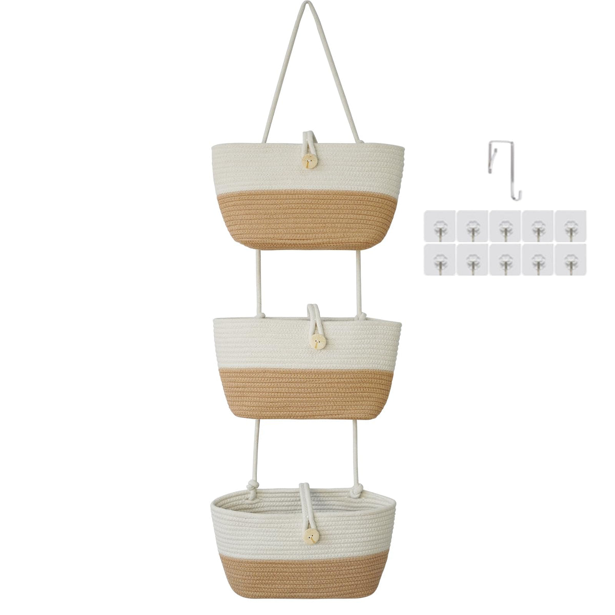 TeoKJ over-the-door baskets demonstrate space-saving storage in a compact setup.