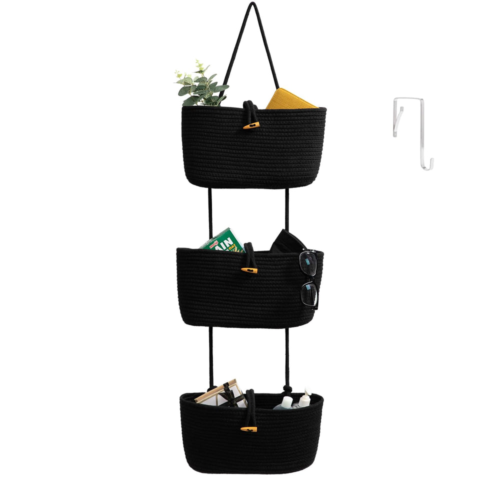 TeoKJ over-the-door baskets with button strap for compact, accessible storage.