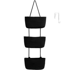 TeoKJ over-the-door organizer baskets in black save kitchen space and organize essentials.