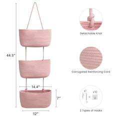 TeoKJ over-the-door pink organizer baskets for cosmetics and more.
