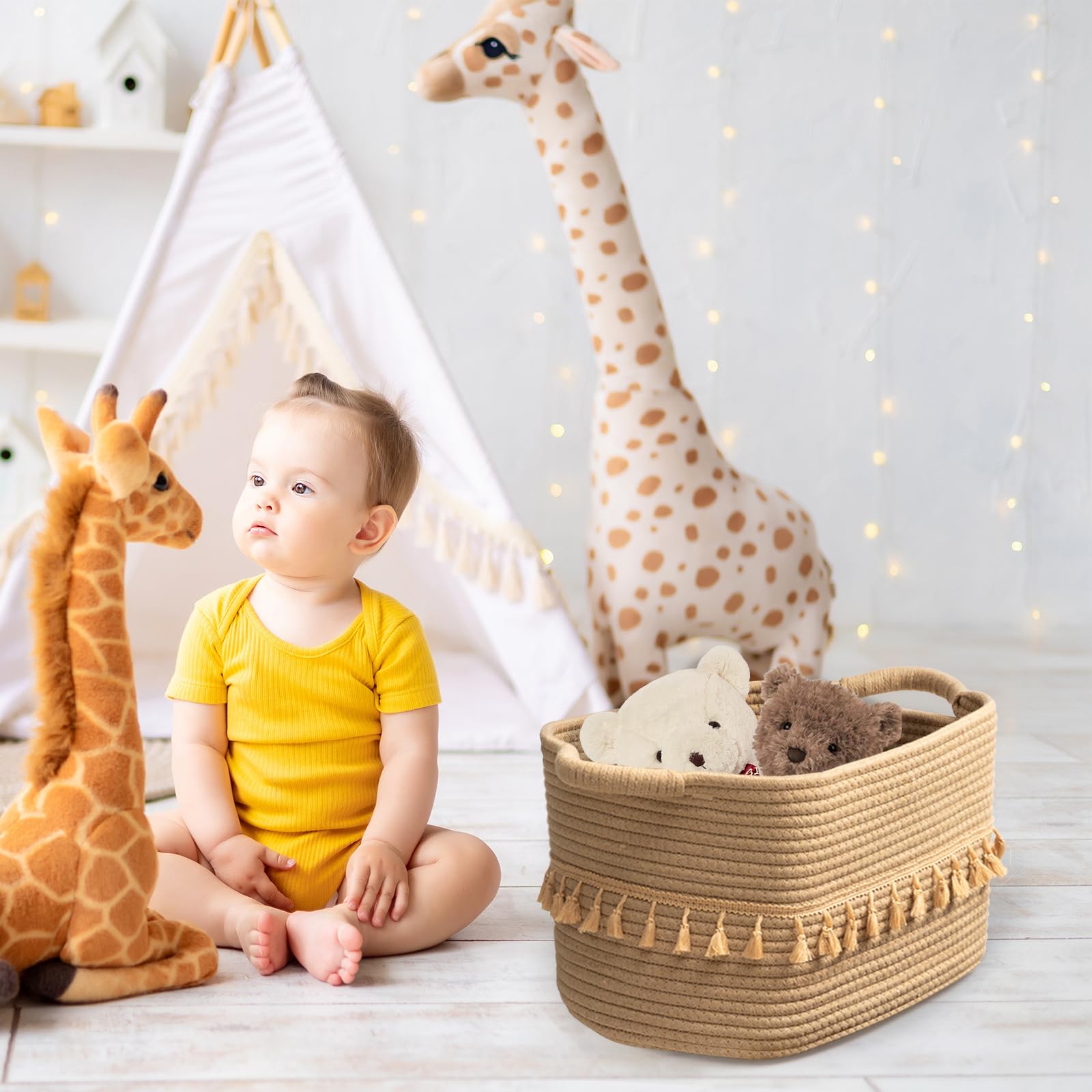 TeoKJ toy storage basket keeps play area tidy.
