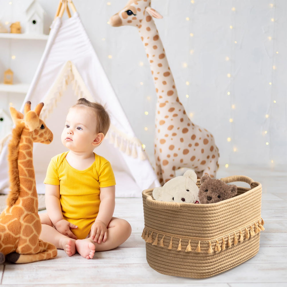 TeoKJ toy storage basket keeps play area tidy.