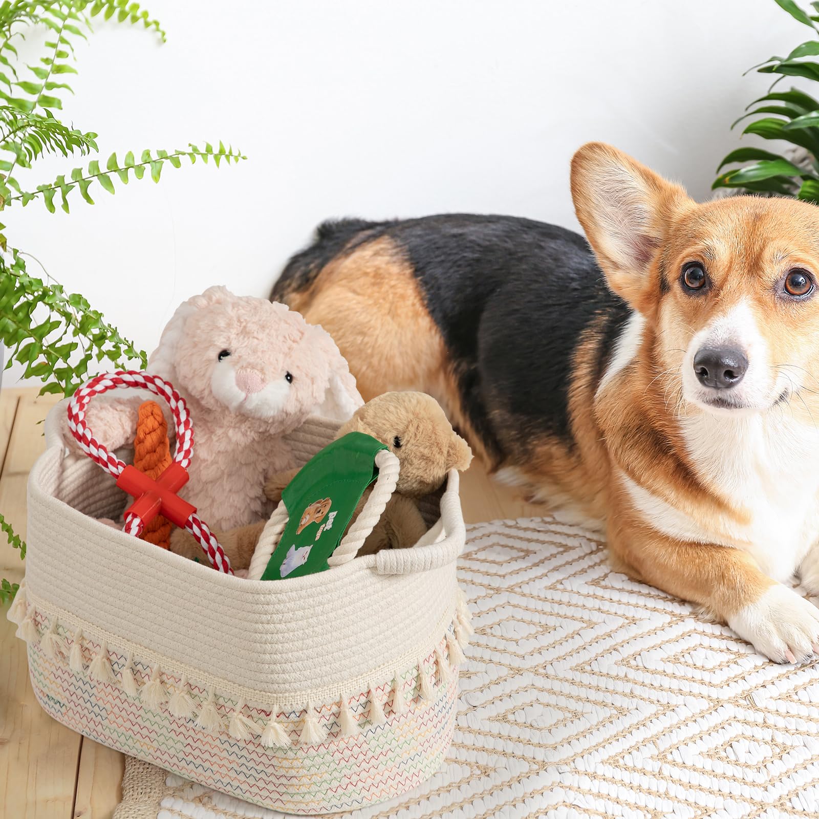 TeoKJ kids-friendly toy organizer basket shown in playroom setting.