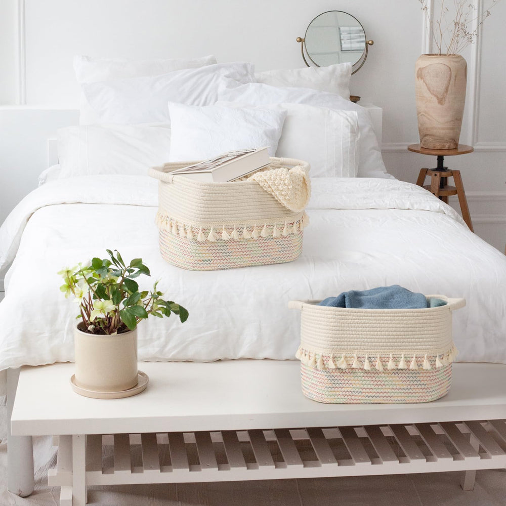 TeoKJ three-set storage baskets stacked for cohesive decor and easy access.