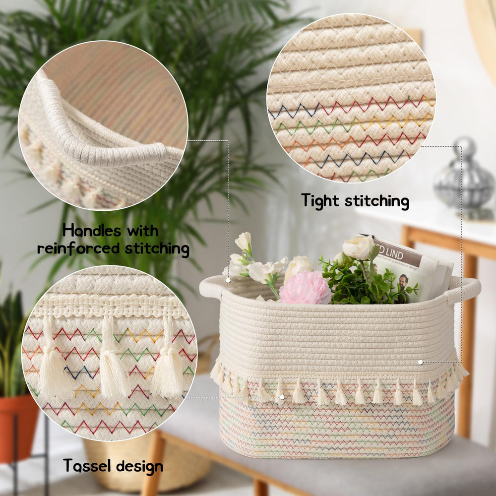 TeoKJ white jute basket close-up highlights durable cotton rope texture.