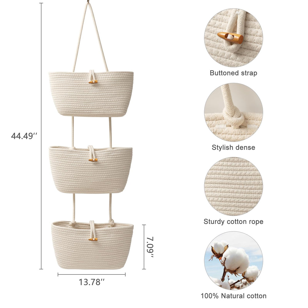 TeoKJ woven cotton baskets close-up highlighting soft texture and durable weave.