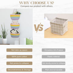 TeoKJ woven cotton baskets store diapers and towels for easy access