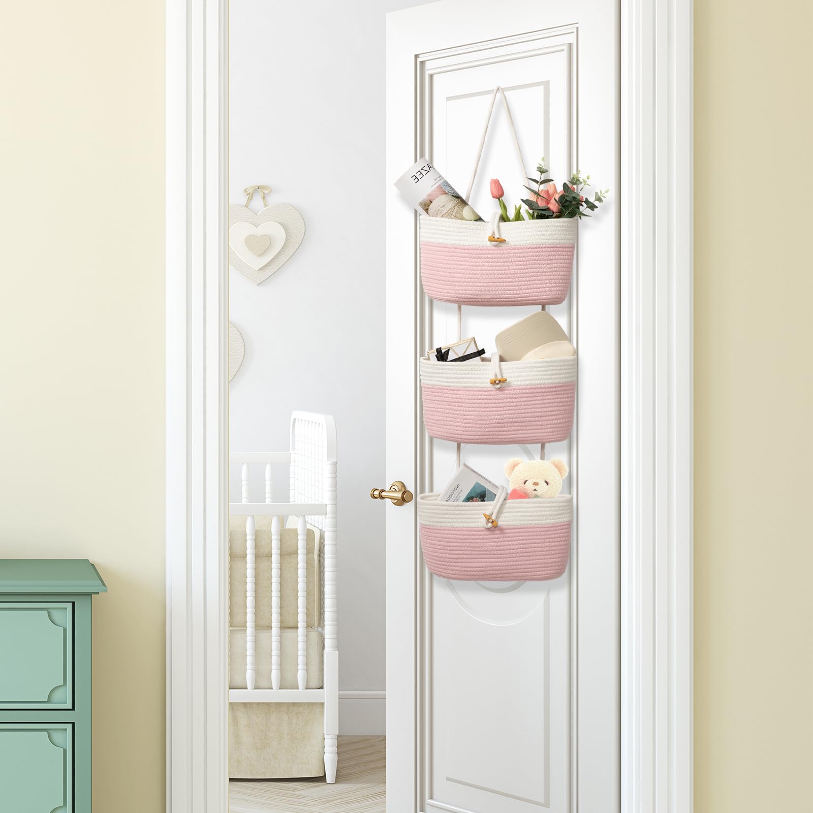 TeoKJ woven cotton nursery baskets offer soft, skin friendly storage
