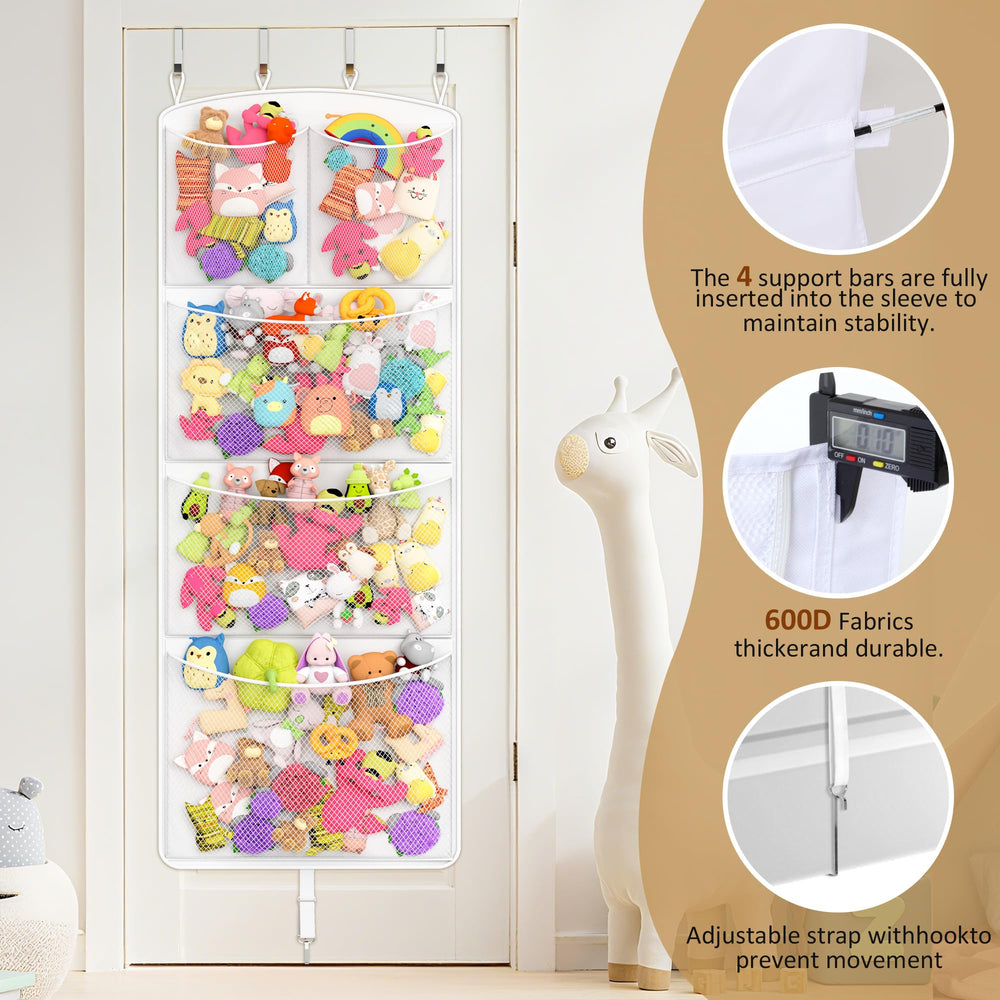 Teoon 600D Oxford fabric toy holder blends with nursery decor.