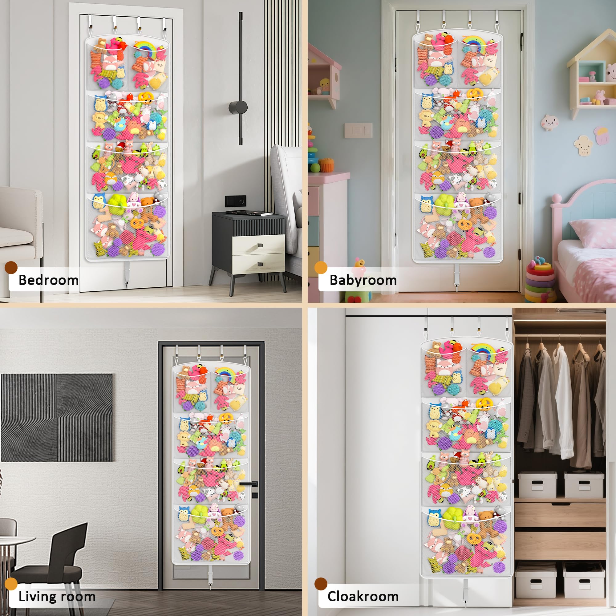 Teoon strong metal hooks attach securely to standard doors.