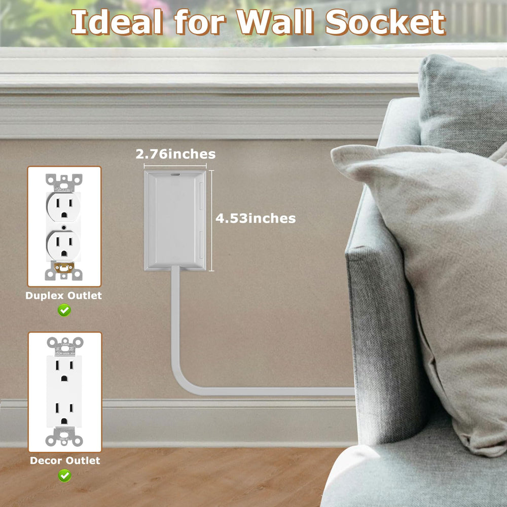 Terficer flat plug power strip with a 6-foot cord fits tight spaces.