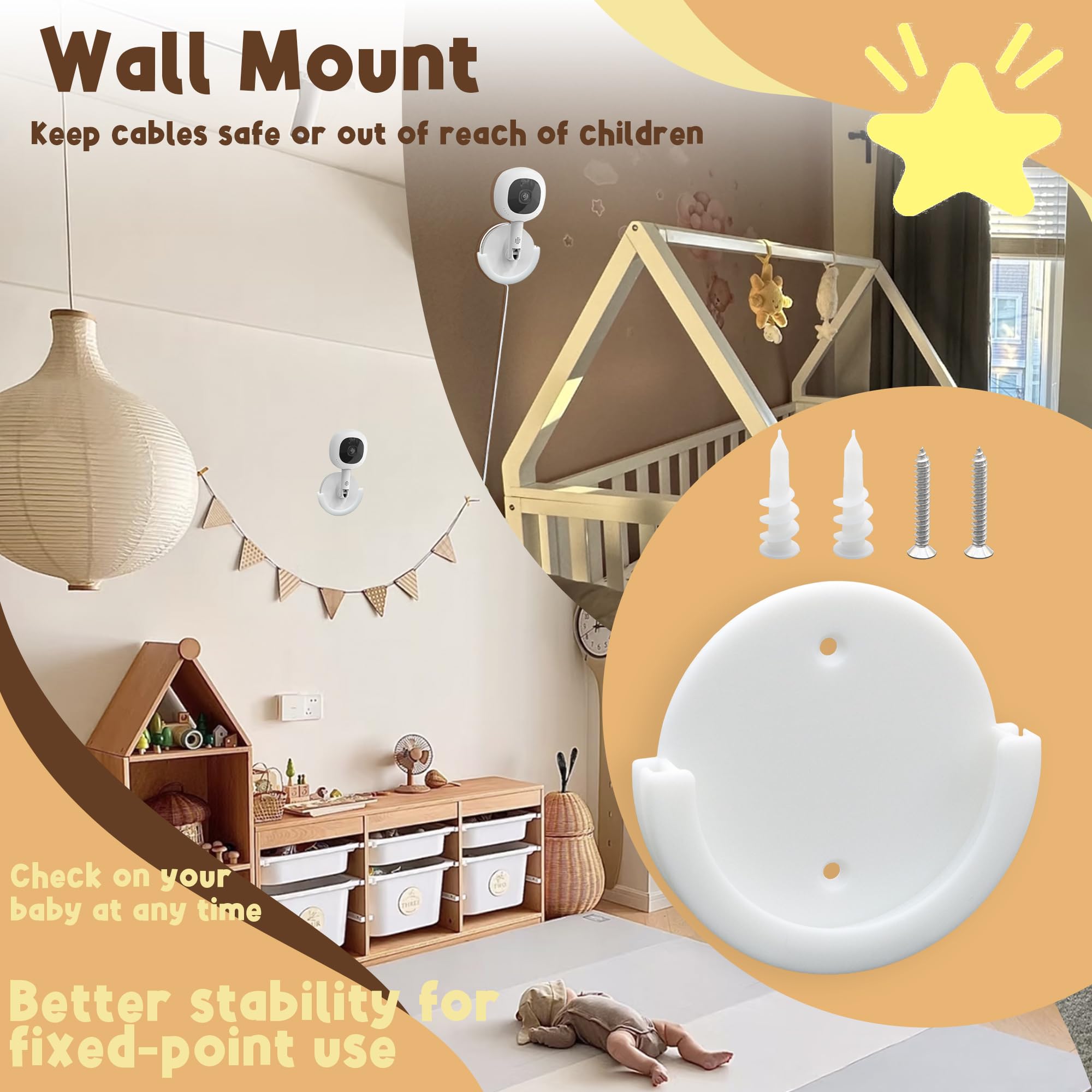 White Terixe wall mount complements nursery décor while securely mounting.