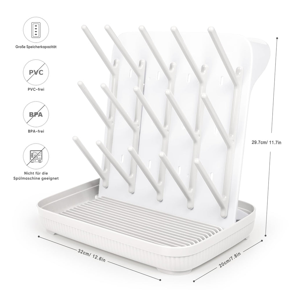 Termichy pump parts dry atop the rack for easy access.