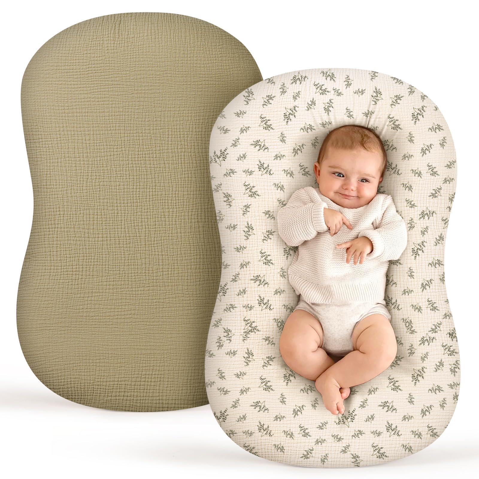 Termichy baby lounger cover in muslin soft fabric for gentle newborn comfort