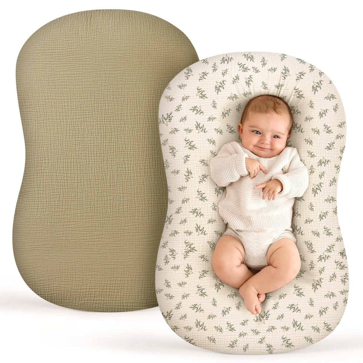 Termichy baby lounger cover in muslin soft fabric for gentle newborn comfort