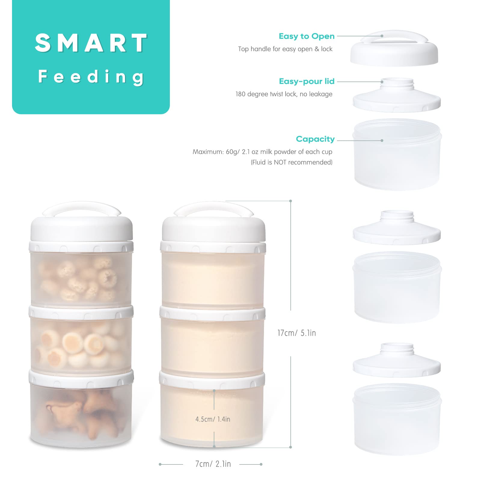Termichy stackable dispenser compact-pack designed for on-the-go feeding.