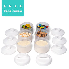 Termichy stackable dispenser shown in a diaper bag for quick bottle prep.
