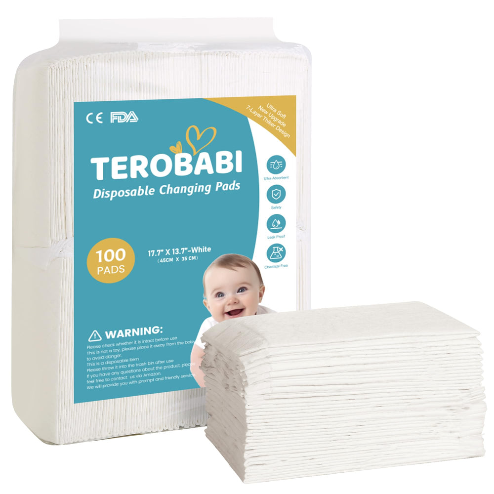 TEROBABI 100-pack disposable changing pads for home and travel