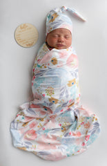 Terriboo floral wrap stretch-knit fabric offers breathable comfort.
