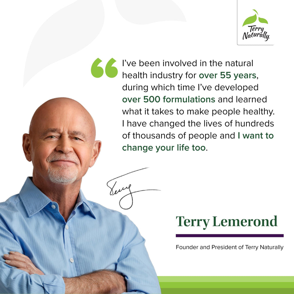 Terry Naturally Menopause Relief Plus packaging emphasizing non-GMO and third-party testing.