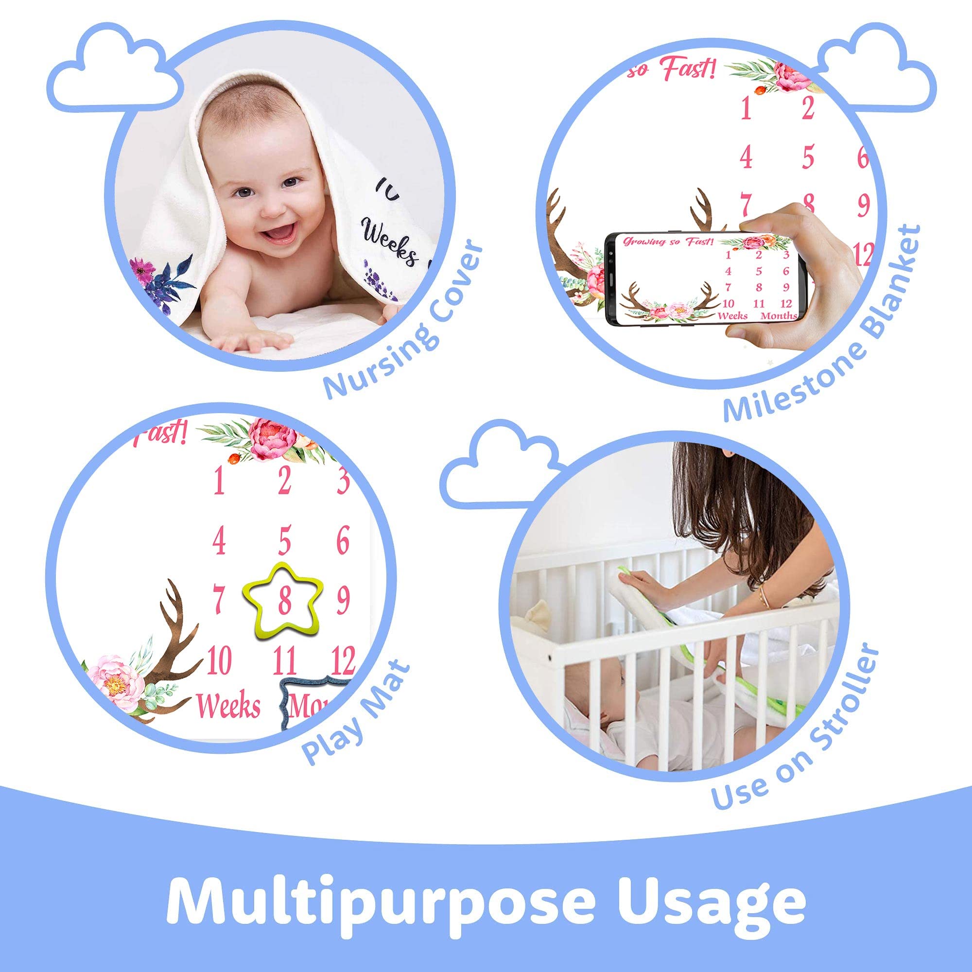 Multipurpose uses as swaddle, play mat, car blanket, and more.