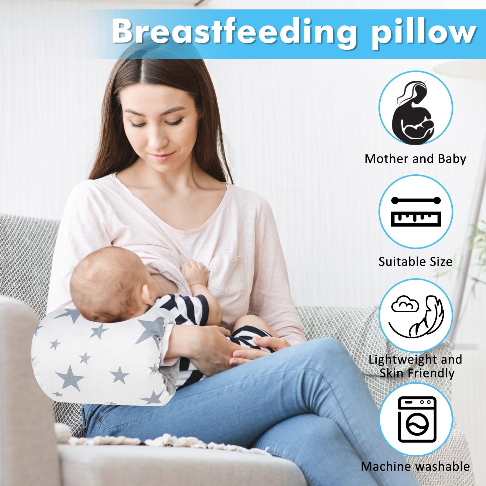 TEUOPIOE baby feeding arm pillow ergonomic shape supports mom during feeds