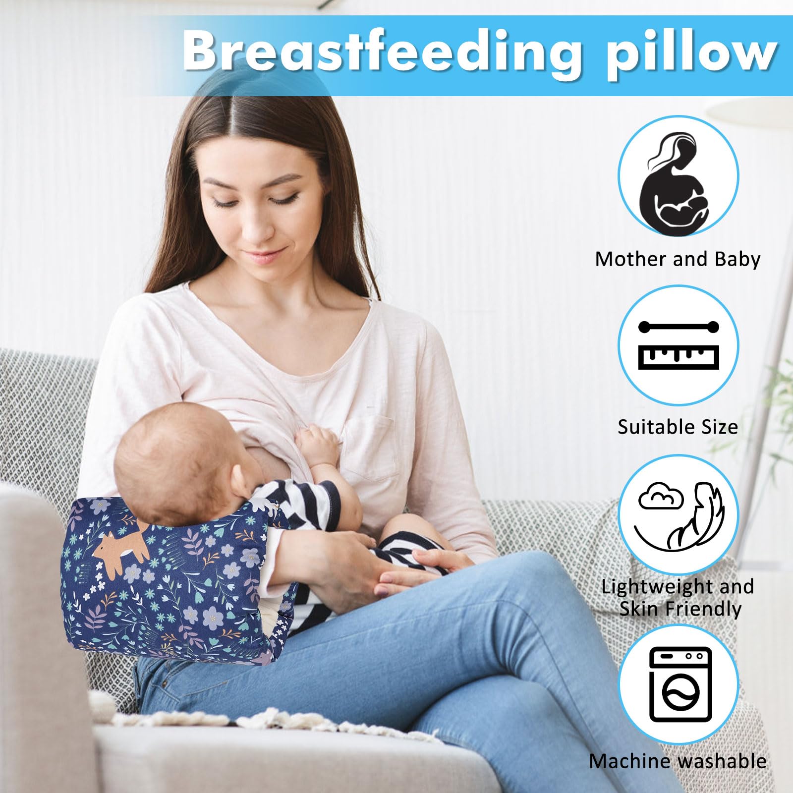 TEUOPIOE ergonomic nursing pillow helps mom stay comfortable during extended feeding sessions.