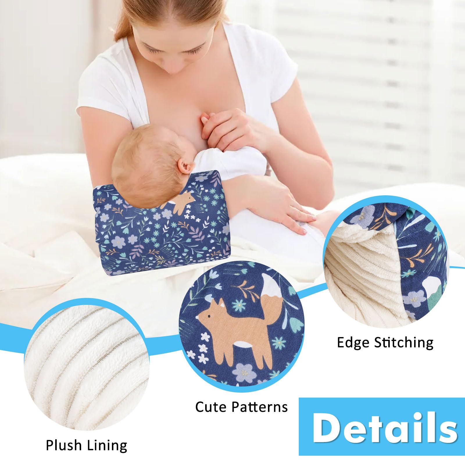 TEUOPIOE portable nursing pillow with 23x21 cm size for travel.