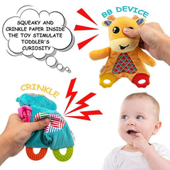 Teytoy Deer crinkle teether with soft grip for teething relief.
