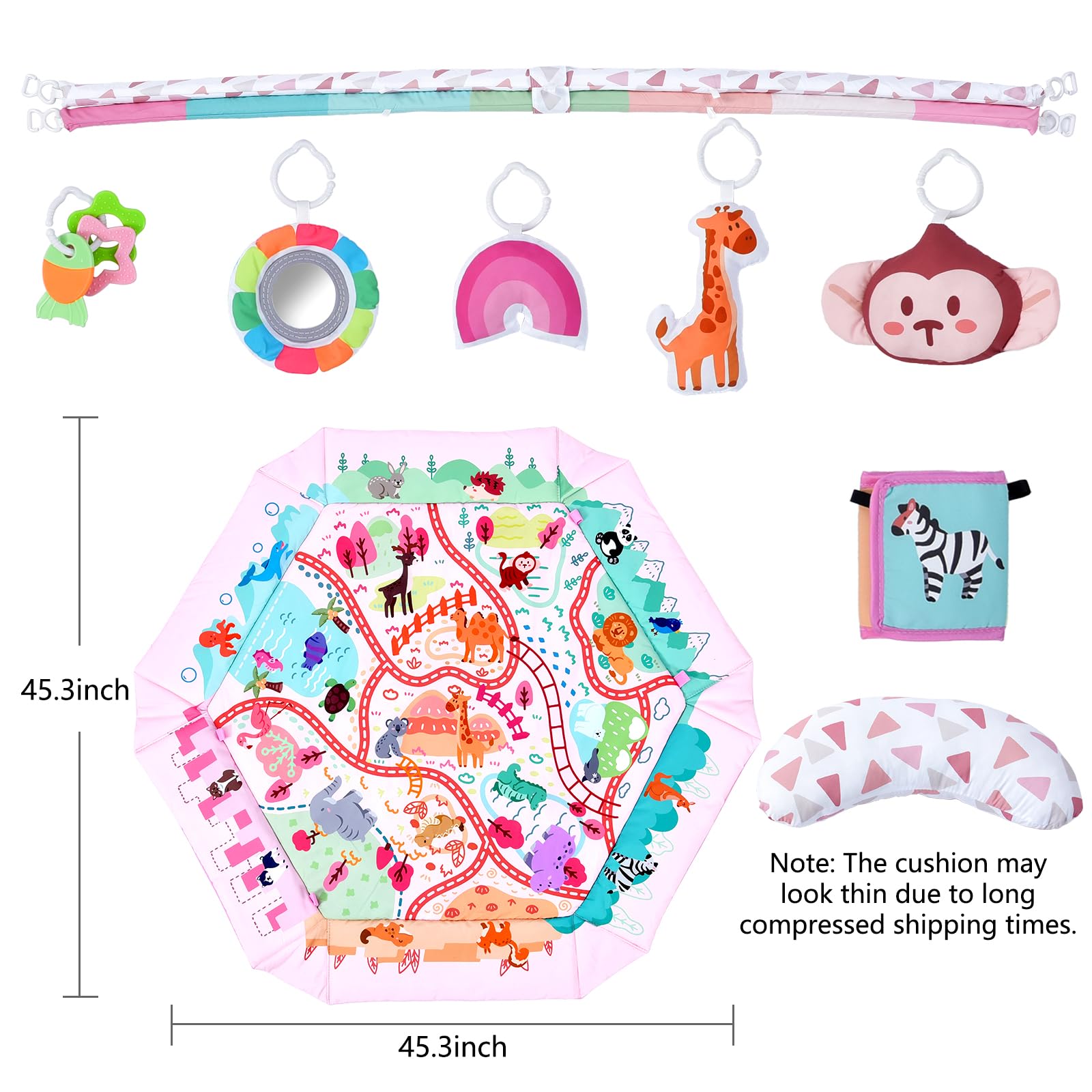 TFDER activity gym giraffe toy with sound engages senses during early play.