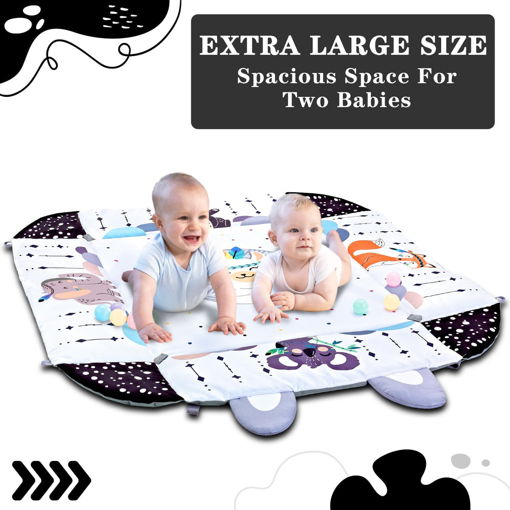 TFDER oversized play mat provides spacious space for tummy time.