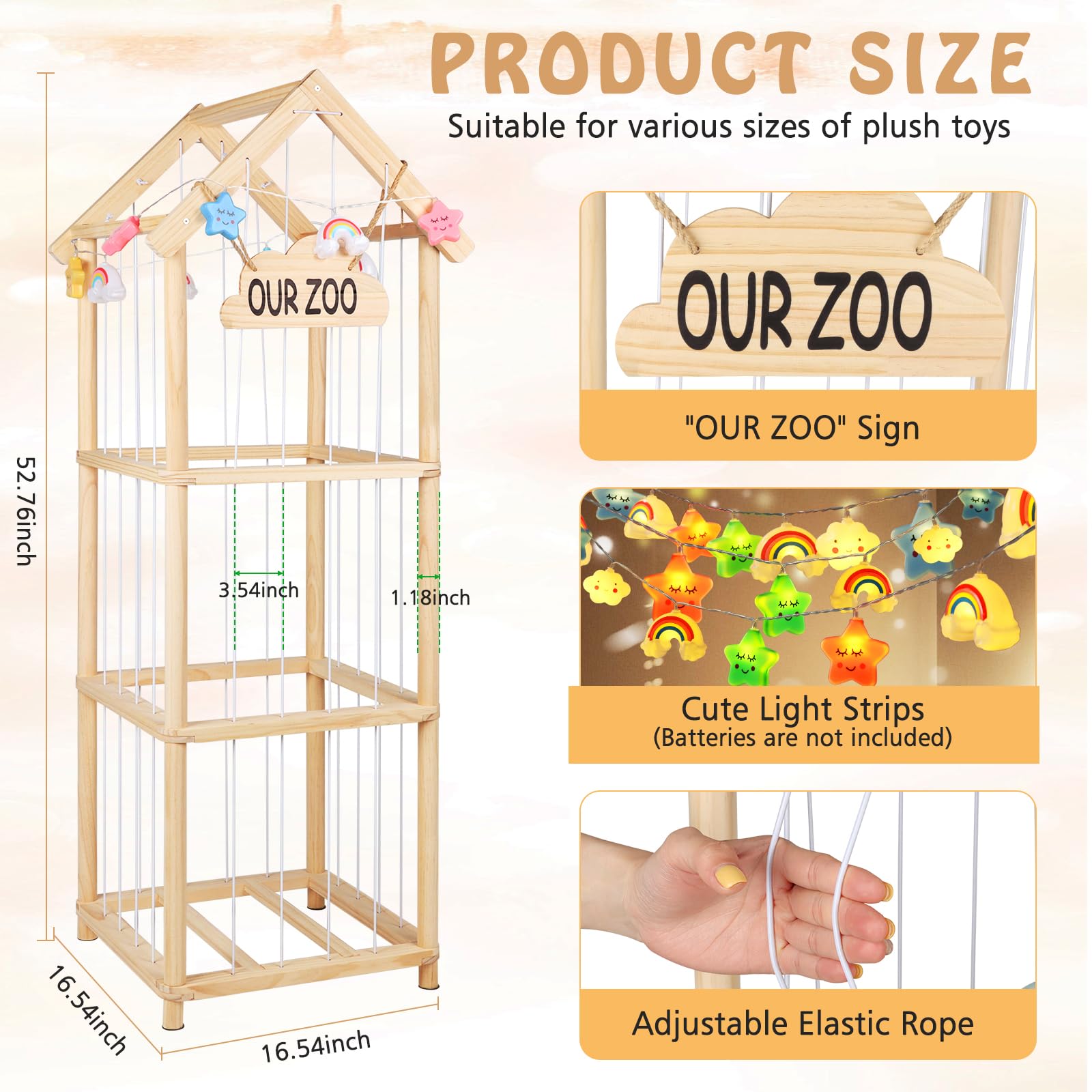 TGS pine wood frame provides durable, eco-friendly toy storage for kids.