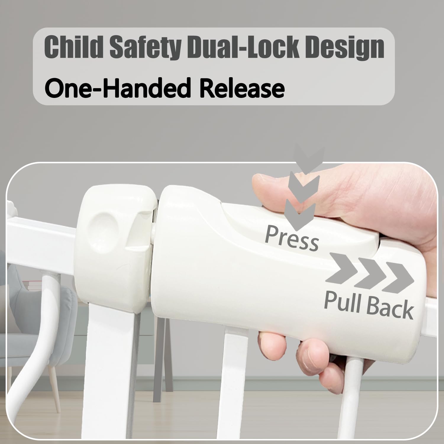 Thasamm double-lock system adds security while adults pass through easily.