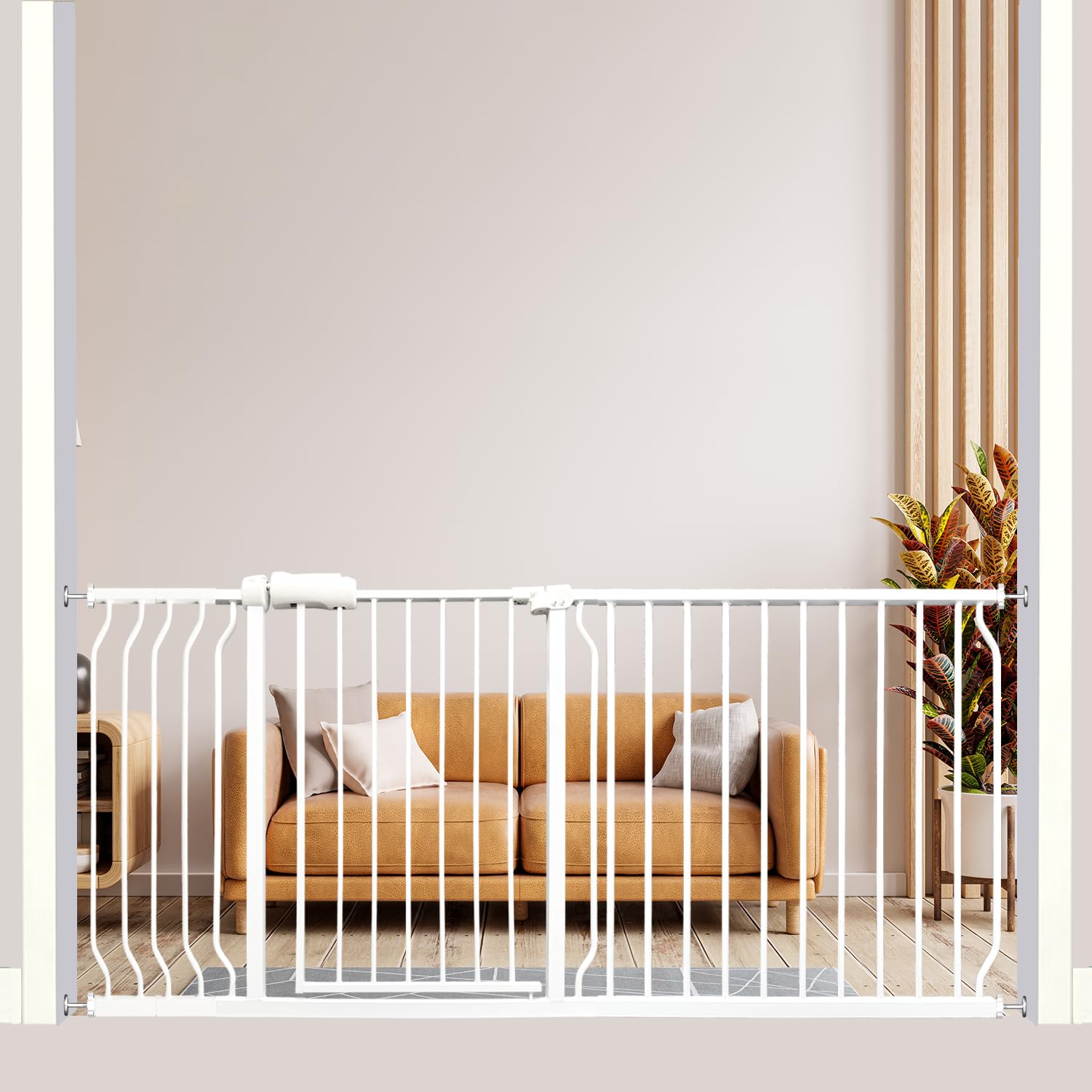 Thasamm extra wide gate frame shows a sturdy, adjustable barrier for wide doorways