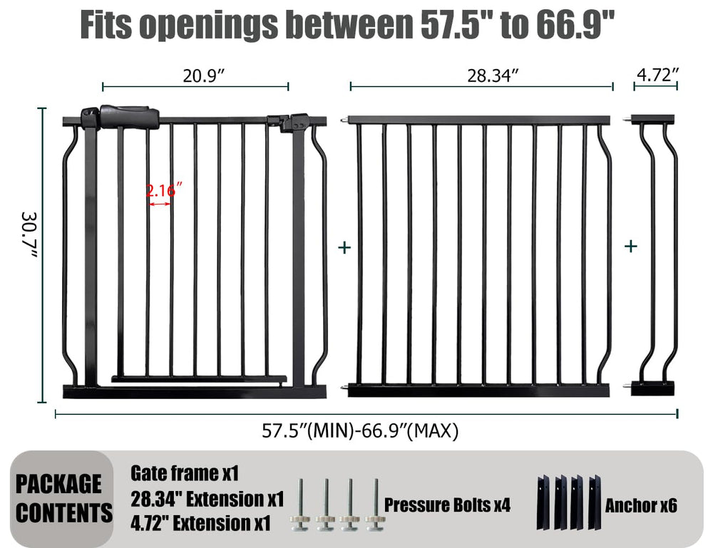 Thasamm extra wide gate swing door enables one handed passage with a baby