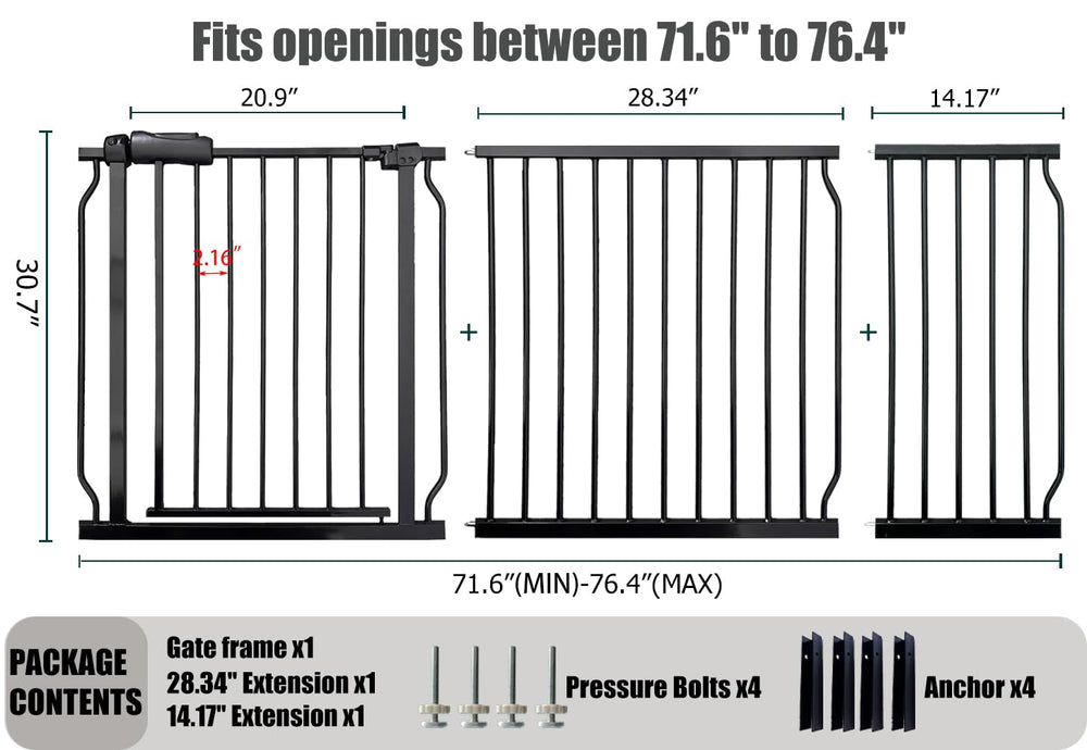 Thasamm gate swing door 20.9-inch opening for easy one-handed passage