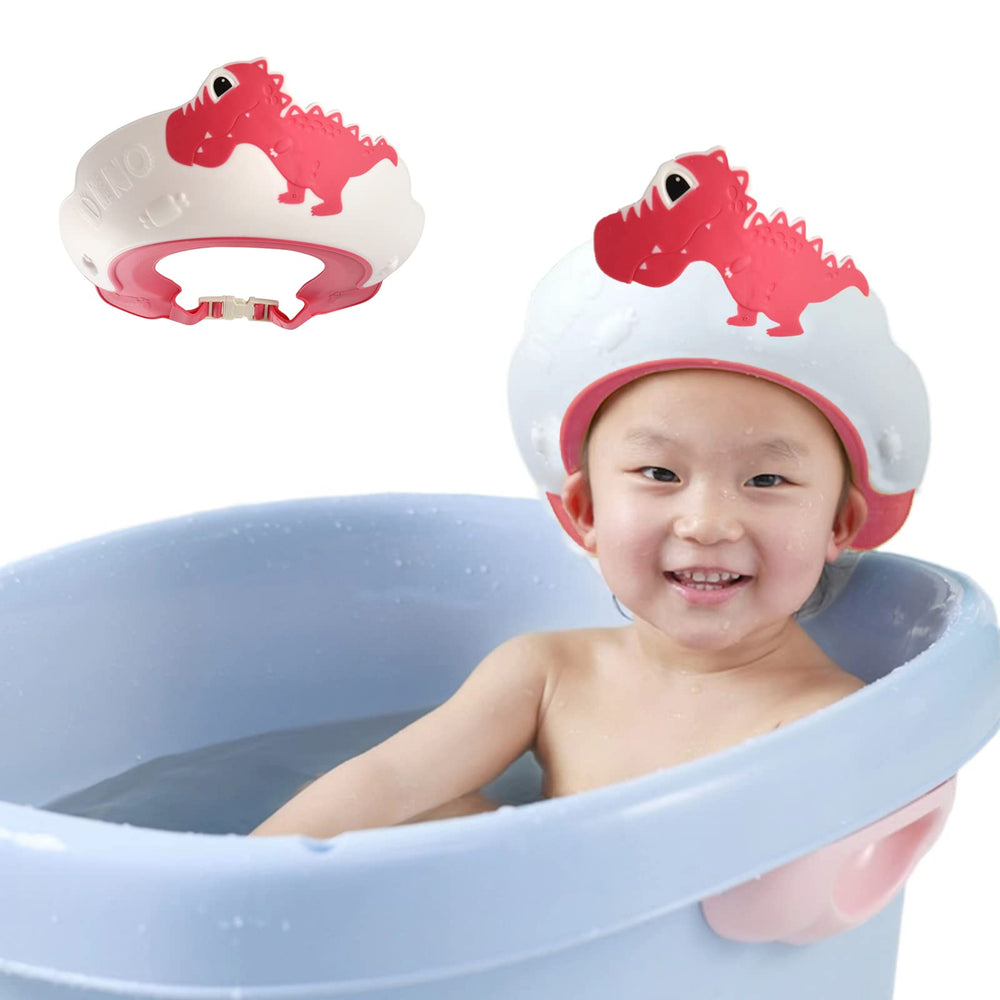 Thcbme dinosaur shower cap adjustment button ensures secure fit for growing kids.