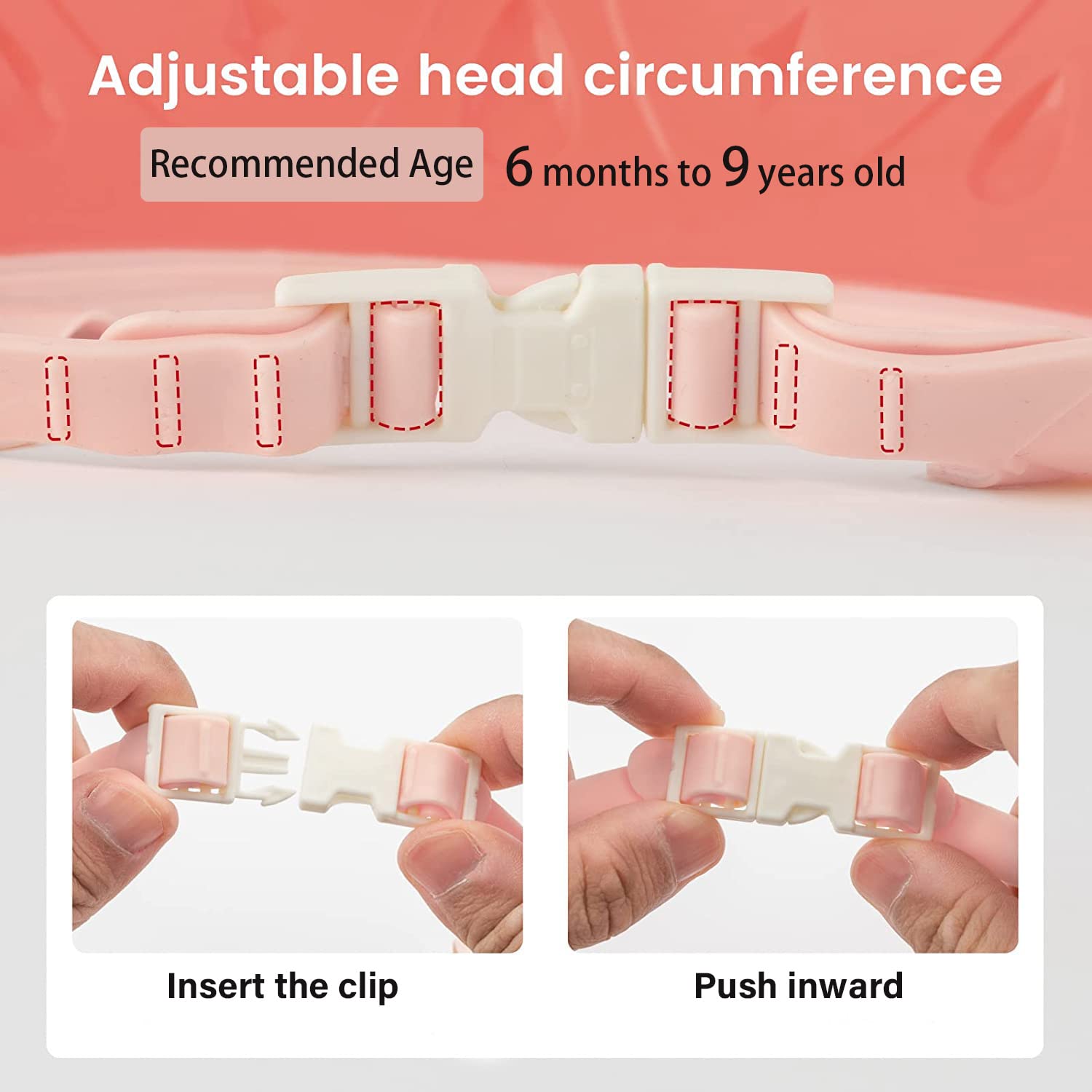 Thcbme kid shower cap demonstrates adjustable sizing for comfortable wear.