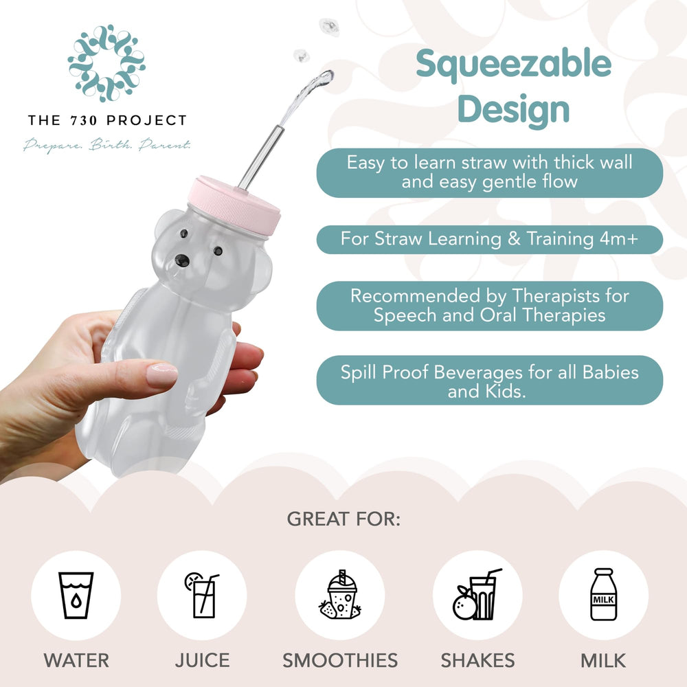 The 730 Project Honey Bear cup is BPA-free and dishwasher-safe for easy cleaning.