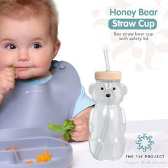 The 730 Project Honey Bear Cup spill-proof design keeps liquids contained during travel.