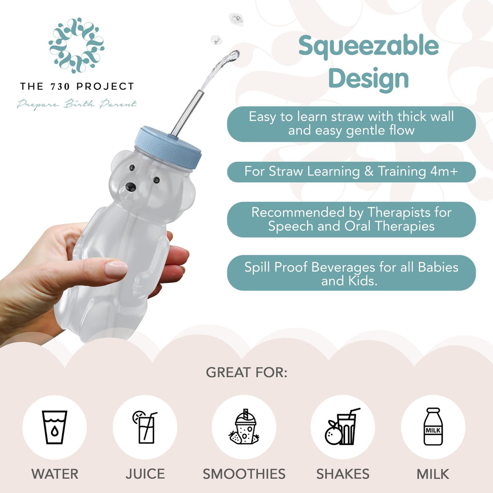 The 730 Project Honey Bear cup is BPA-free and dishwasher safe for busy families.