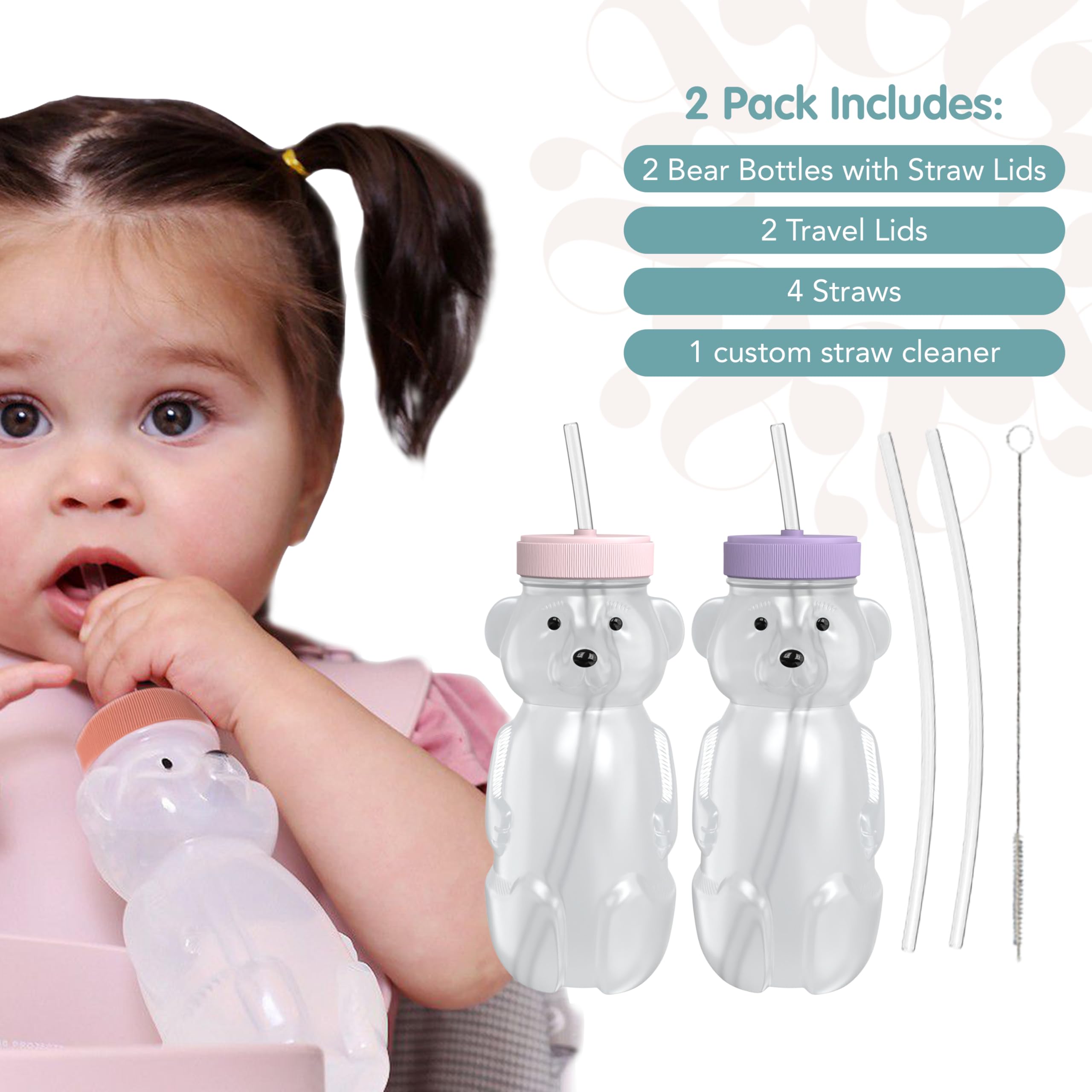 The 730 Project Honey Bear easy-cleaning kit showing BPA-free, dishwasher-safe features