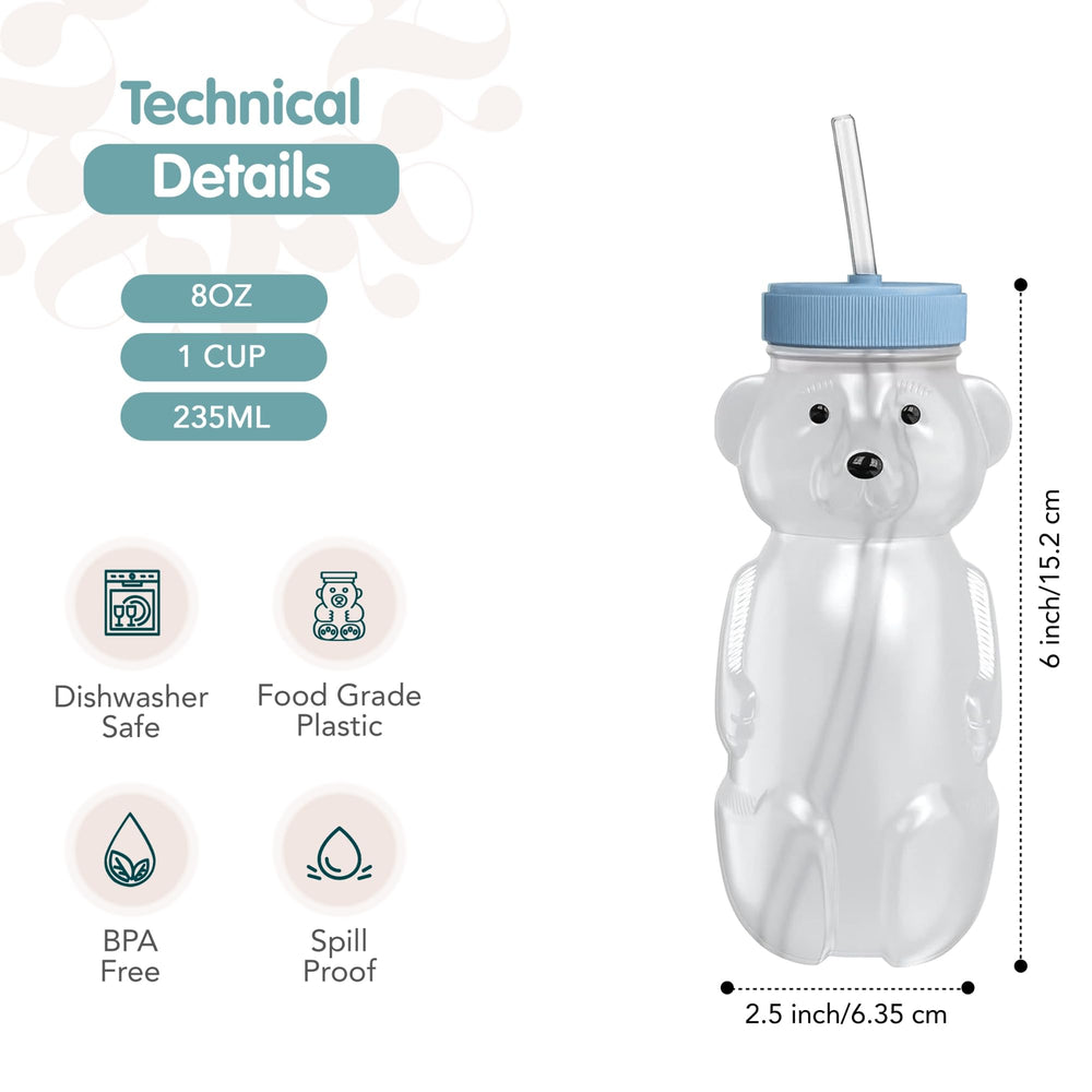 The 730 Project Honey Bear straw cup safety lid highlights safety and easy cleaning.