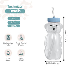 The 730 Project Honey Bear straw cup safety lid highlights safety and easy cleaning.