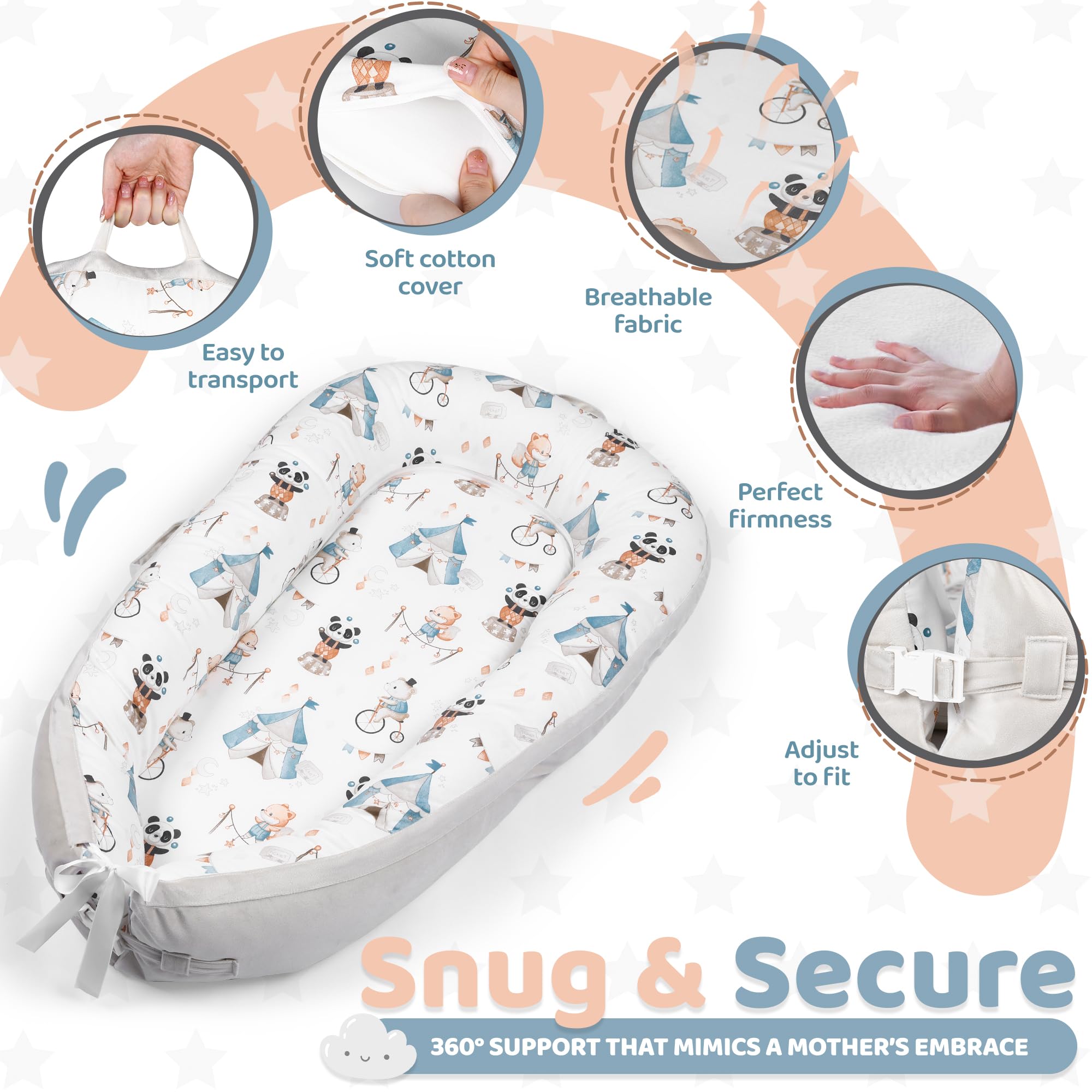 The Baby Room lounger grows with your baby from 0 to 24 months