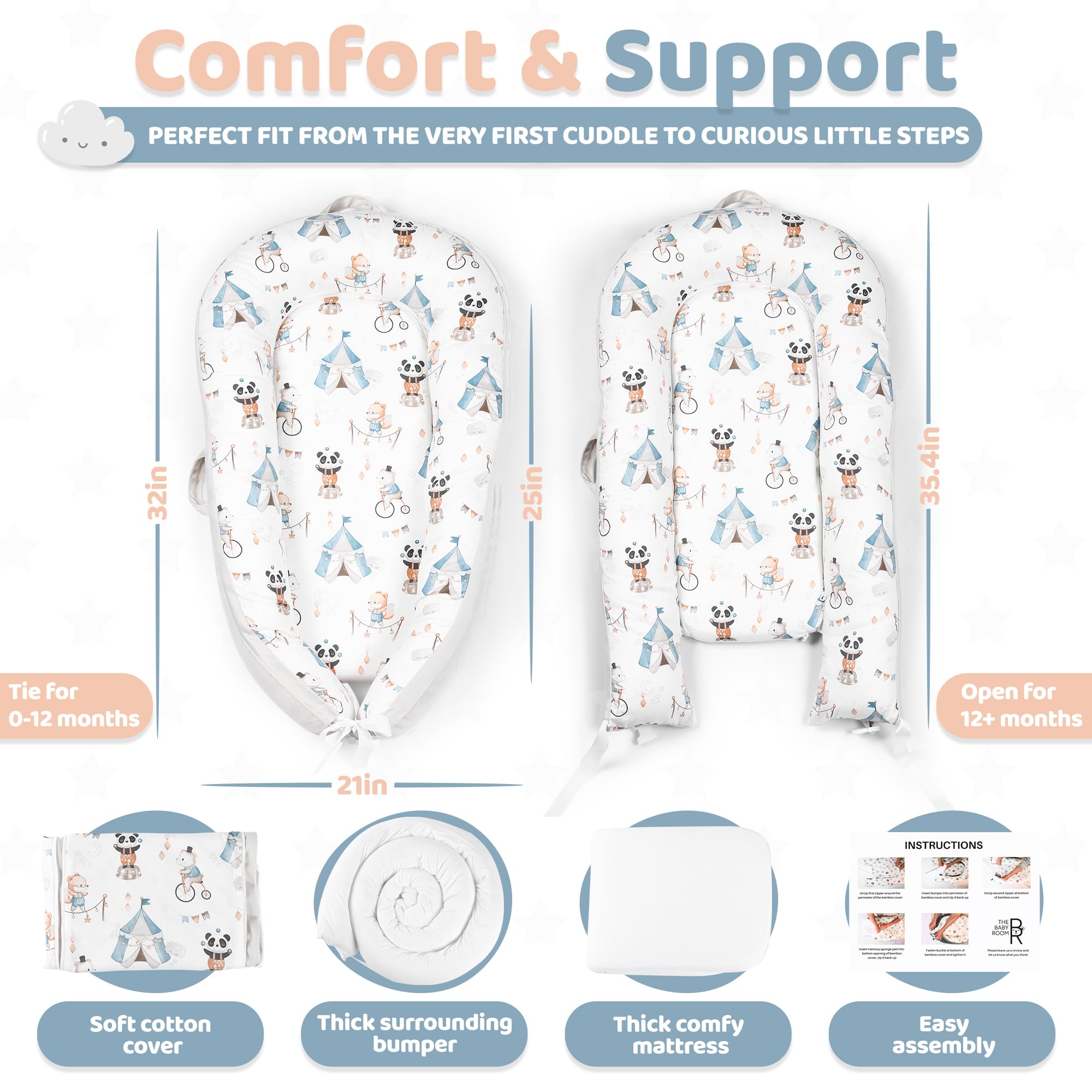 The Baby Room lounger arrives vacuum-sealed and regains shape after unpacking
